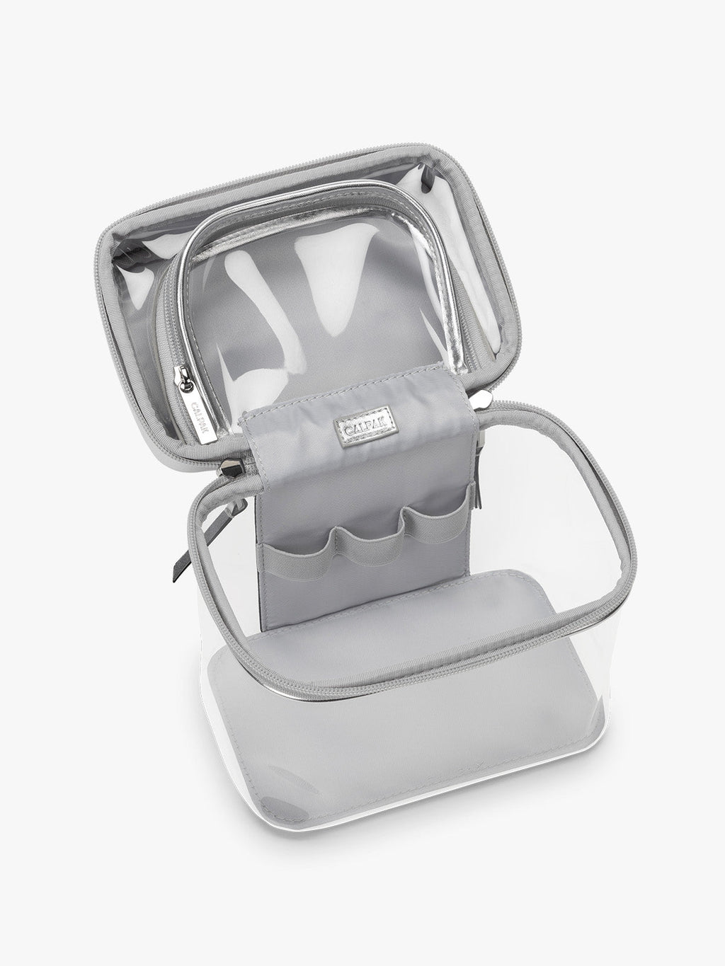 Clear Train Case with Top Compartment