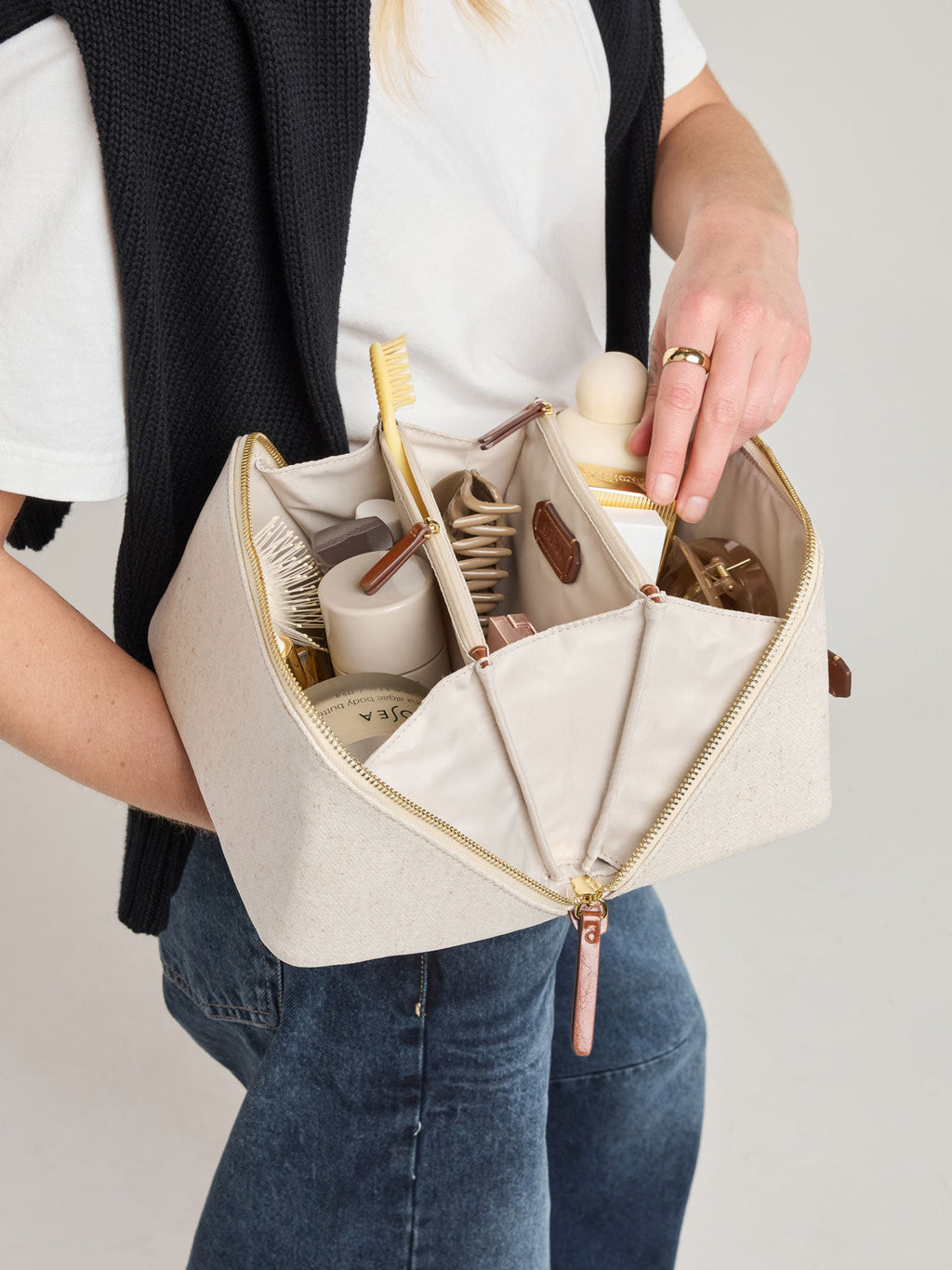 Colette Lay-Flat Toiletry Bag in Canvas