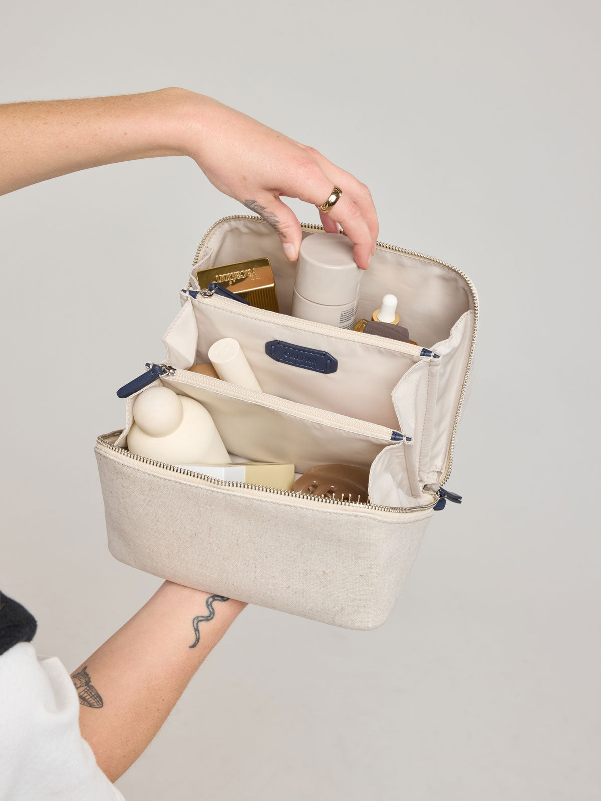 Colette Lay-Flat Toiletry Bag in Canvas