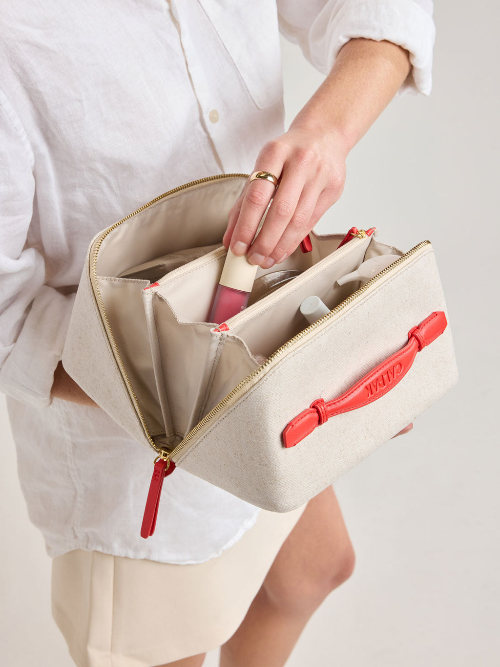 Colette Lay-Flat Toiletry Bag in Canvas